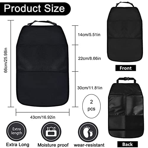 Qooloo Car Seat Protector, 2-Piece Organizer with 2 Pockets, Universal Back Protector for Dirt & Damage Prevention — view 2