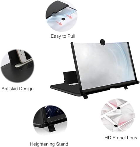 Goevcclei 20" Inch phone magnifier screen,HD Phone Amplifier with Folding Stand Holder Portable Movie Video Game Enlarger 3d Movies Phone Projector Gadgets for Gifts — view 5