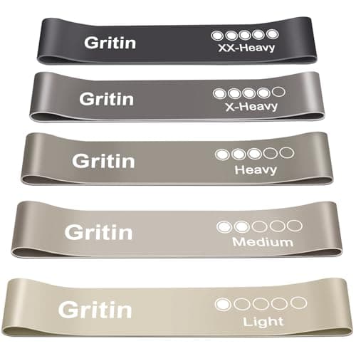Gritin Resistance Bands, Set of 5 Skin-Friendly Resistance Exercise Band