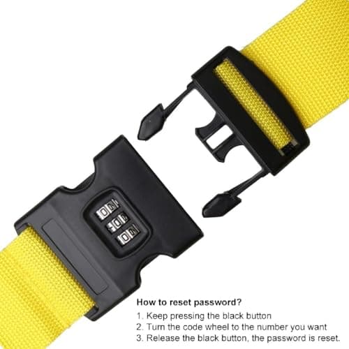 StoneMaxi Adjustable Luggage Straps With Locks 3 Digit Combination Lock Multi-Colour Travel Suitcase Straps Security Password Lock Travel Accessories Suitcase Belt (Yellow) — view 4