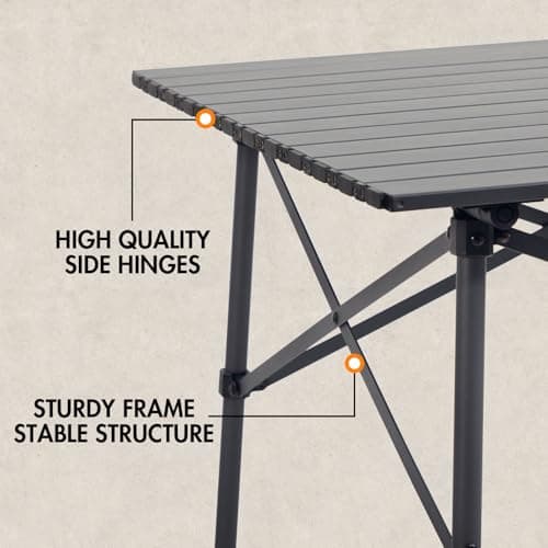 Portal Aluminium Folding Camping Table 70x70cm Square Roll Up Top 4 Person Compact Garden Table with Carry Bag for Picnic Camp Backyard BBQ — view 6