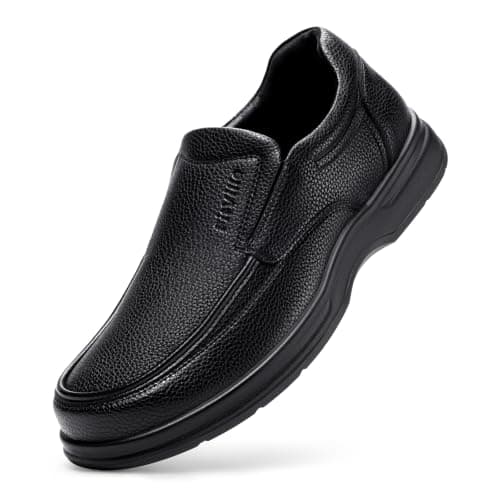 FitVille Men's Loafers Wide Fit Slip On Leather Dress Shoes
