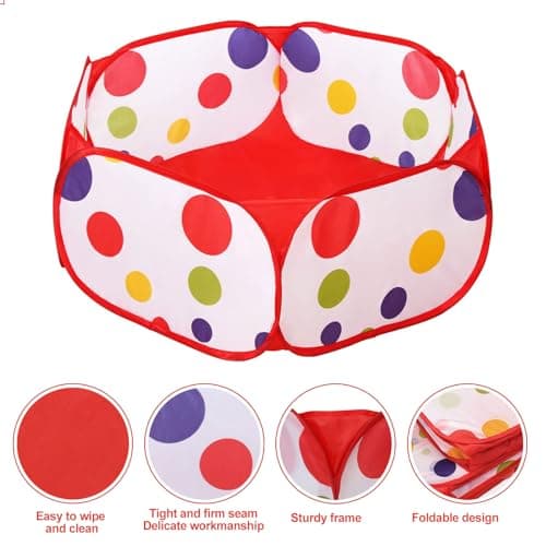 Portable Small Animals Playpen - Outdoor/Indoor Pop Up Play Pen, Hamster Play Pen Pop Open Pet Exercise Fence, Breathable Foldable Pet Cage Tent, Small Animal Playpen for Rabbits, Guinea Pig(Red) — view 4