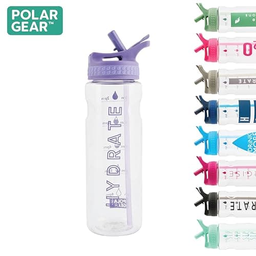 Polar Gear 750ml Motivational Water Bottle With Straw - SK Ecozen Recycled Plastic Sports Water Bottle with Time Markings – Dishwasher Safe, BPA Free Drinks Canteen for Gym, Running, Work — view 6