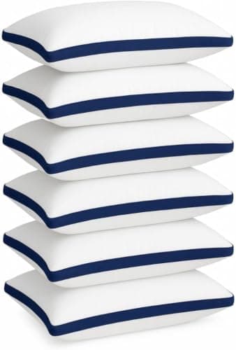 NightNest Pillows 6 Pack Hotel Quality Side Sleeper Bounce Back Bed Pillow - White Pillows 6 Pack Neck Pillow Shoulder Back Support Super Soft Firm Hypoallergenic Machine Washable (6, White)