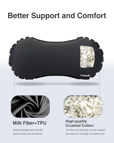 Luxtude Inflatable Lumbar Pillow for Airplane Travel, Lumbar Support Pillow for Office Chair/Car, Inflatable Travel Pillow Back Support Pillow Neck Pillow, Lower Back Pillow for Reducing Lumbar Pain — view 3