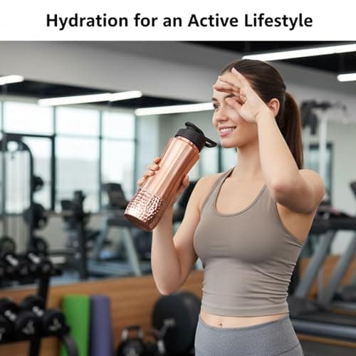COPPAYA Pure Copper Water Bottle with Sipper, 900ml Capacity (30.4 US fl oz), Traditional Ayurveda Drinkware for Daily Use, Made in India — view 3