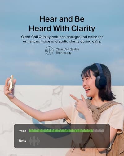Belkin SoundForm Surround Bluetooth Over-Ear Headphones, Environmental Noise Cancelling Headphones, Wireless with 60H Playtime and Soft Ear Cups for iPhone, Galaxy, iPad, Travel, Home or Office, Blue — view 3