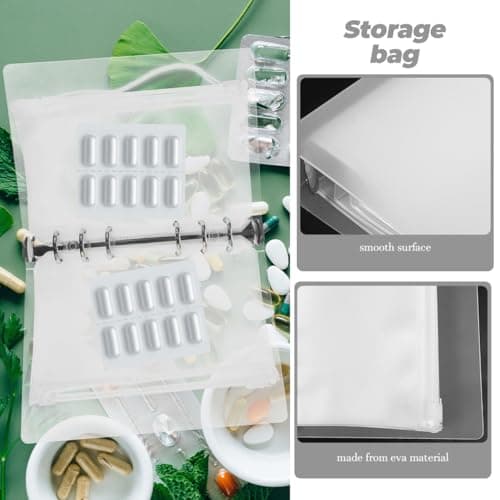JECOMPRIS Pill Pouches with Binder Shell Self Sealing Pill Bag Reusable A6 Folder Storage for Medicine and Small Items Matte Grip 10 Pack — view 5