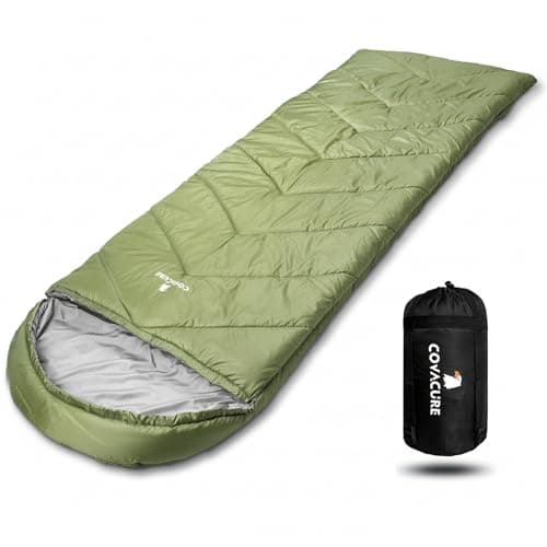 covacure Sleeping Bag, 210 * 80cm Ultra Warm & Waterproof for Adults, Green