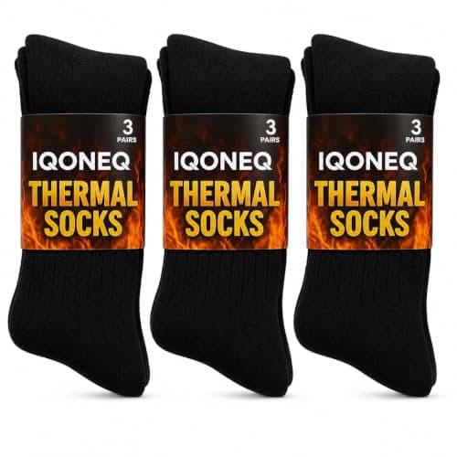 IQONEQ Thick Thermal Winter Socks – Pack of 3 Pairs – Socks, Thermal Socks, Warm Socks, Thick Socks, Insulated Socks – For Men Women and Kids - Adult Size 6-11 UK, Black, One Size (CHARCOAL)