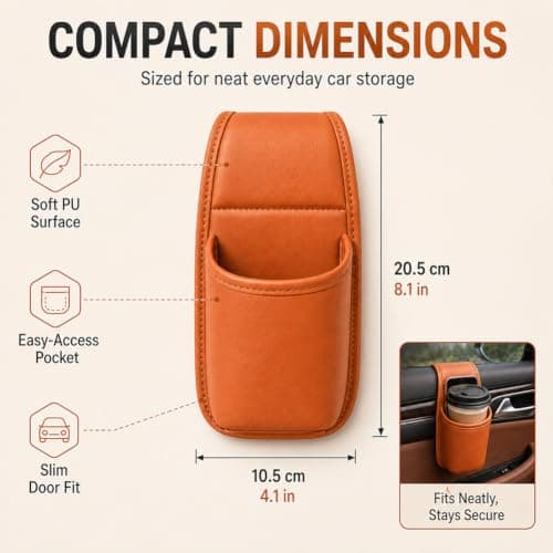 PU Leather Car Door Cups Holder Window Hanging Organizer，C — view 6