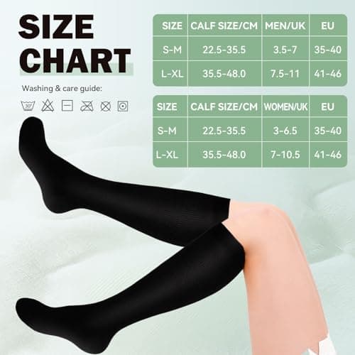 Bamboo Compression Socks for Women & Men, 3 Pairs Bamboo Viscose Socks, Compression Stockings Flight & Travel Support Socks for Work, Pregnancy, Cycling, Flying, Sports, Long Standing — view 2
