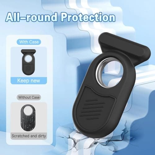 Protective Case for Galaxy SmartTag2 with Hidden Safety Pin: AIYAAIYA Non-Slip Silicone Case Compatible with Samsung Smart Tag 2 Brooch Clip for Children Pet Backpack Luggage (Black) — view 5