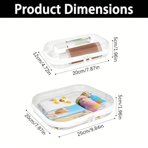 2 Pack Clear Toy Storage Bags – Waterproof Hard Case Zipper Pouches, Double Zipper Organizer for Blocks Puzzles Board Games, Travel Makeup or Cables (Small & Medium Combo) — view 2