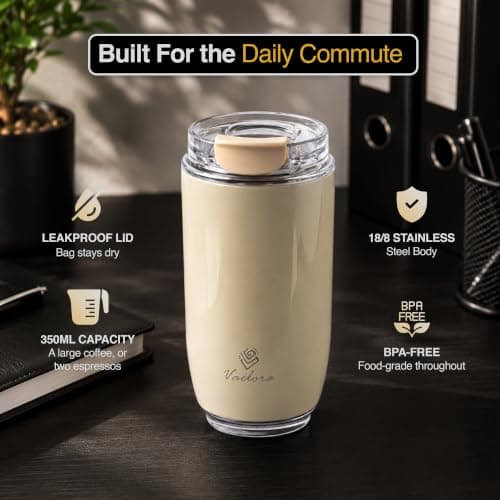 VAELORA Coffee Cup, Vacuum Insulated Stainless Steel Thermal Flask 350ml — view 6