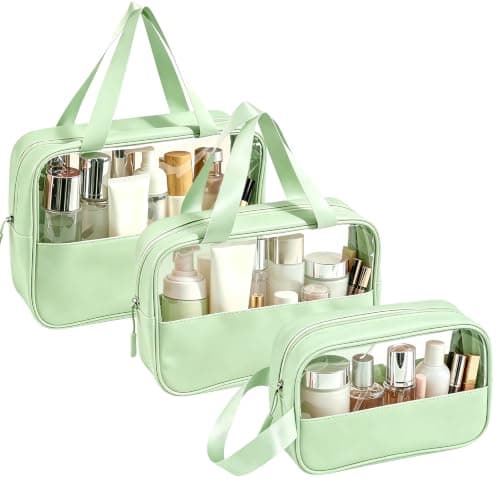 Clear Travel Toiletry Bag 3 Pack, Waterproof PVC Wash Bag Set
