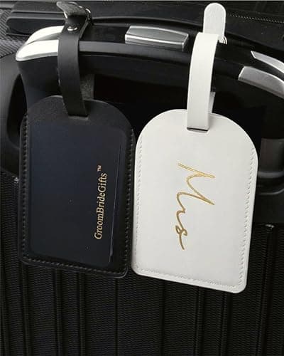 GroomBrideGifts Mr and Mrs Luggage Tags, Bridal Shower Gift, Honeymoon Travel Essentials, A Mr & Mrs, 4 * 3, Elegant, Romantic — view 5