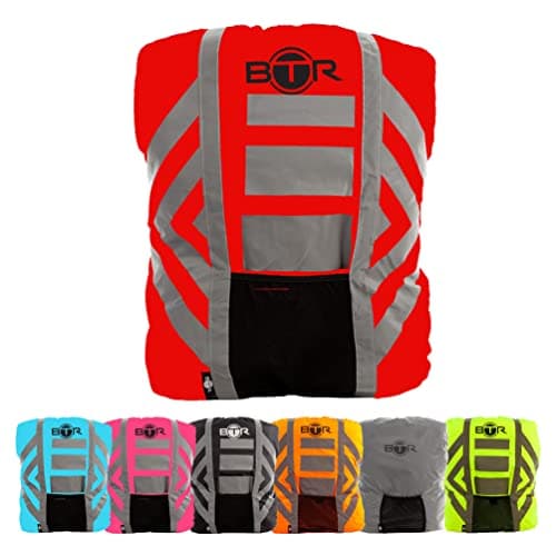BTR Backpack Cover 100% Waterproof & High Visibility. High Viz Rucksack Cover With Reflective Tape. Large. Red