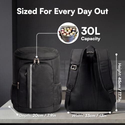 Tydi Insulated Cooler Backpack 30L, Black — view 6