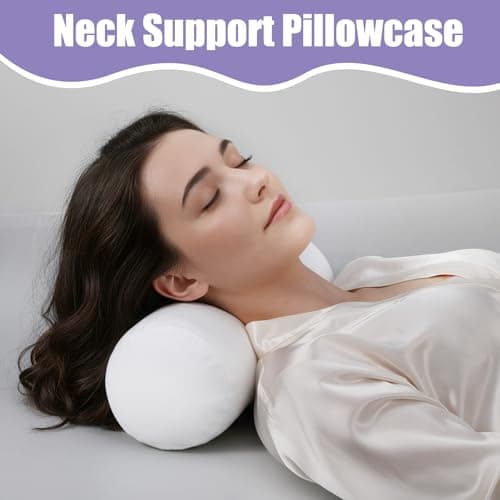 Bremorou 2 Pcs Cylindrical Pillow Case Cervical Neck Roll Pillow Cover With Zipper Round Soft Bolster Pillowcases Covers For Cylindrical Cushion, Neck Roll Pillow Case Only (16.14 X 5.9 Inch, White) — view 5