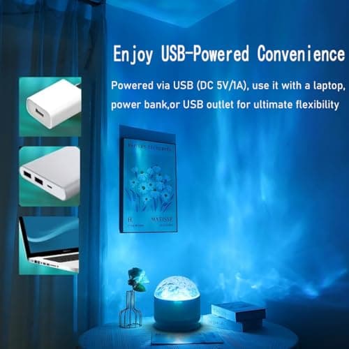 Neioaas 2 in 1 Northern Lights Projector, 16 Color Aurora Night Light Projector,Remote Galaxy Light Projector,USB Recharge Ocean Wave Projector for Playroom Birthday Kids Teen Gift (Aurora & Wave) — view 5