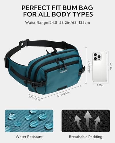 Waterfly 3L Large Bum Bag: RFID Blocking Anti-Theft Fanny Pack for Travel — view 2