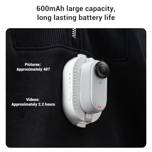 Plyisty 600mAh Extension Battery for GO 3 GO 3S, Magnetic Quick Release Power Bank Mount Charging Grip Extended Runtime LED Indicators Charge While Vlog Accessories — view 6