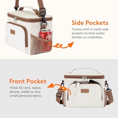 Lifewit 9L Insulated Lunch Bag for Men, Small Cool Bag for Lunch Box, Cream — view 5