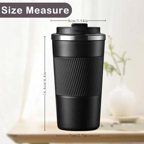 Senshuomy Travel Mug, Insulated Coffee Cup with Leakproof Lid(Black/510ml) — view 2