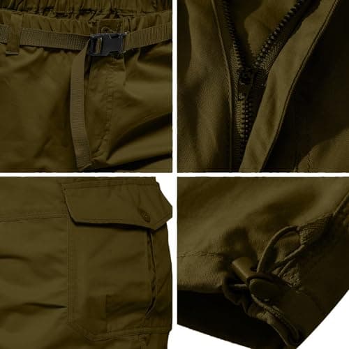 3/4 Trousers Men's Cargo Shorts Work Shorts Men's Bermuda Shorts Multi Pockets Summer Shorts Polyester Cotton Work Trousers Elastic Waistband Outdoor Leisure Shorts for Hiking Running Cycling, yellow — view 2