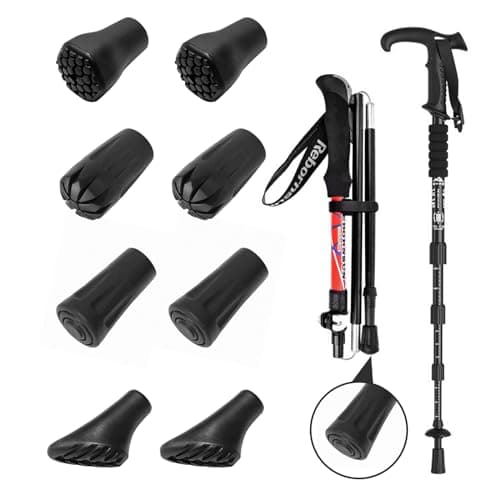 8pcs Walking Stick Rubber Ends, Shock Absorption Non-Slip Cane Tips, Black