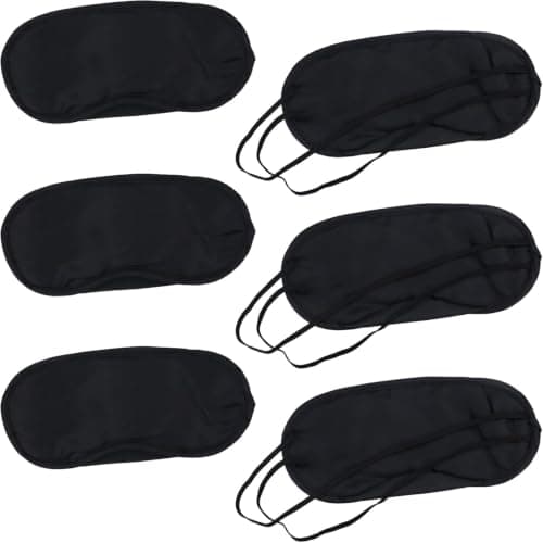 6 Pack Sleep Eye Blindfold Shade Cover, Sleeping Blindfold for Men & Women, Suitable for Lunch Break,Travel,on The Plane Usage (Black)