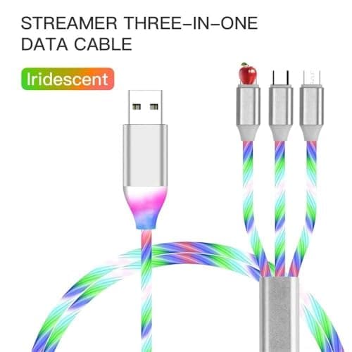 Wyjuan Red 3 in 1 Multi Charging Cable LED Flowing Red Light Up Charger Cable, USB-C Fast USB Charger Cord Cables Cables Micro Type-C Charging Cable, Interconnects for Most Smart Phone — view 5