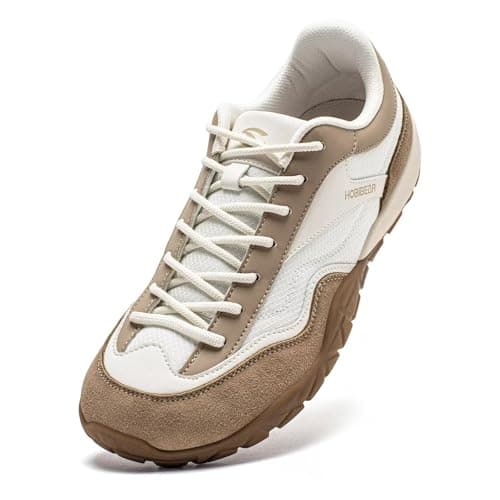 HOBIBEAR Comfortable Wide Barefoot Shoes Men Women Fashion Sneaker(Beige Khaki, UK 5.5)