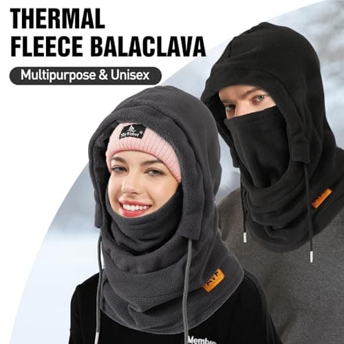 AYPOW Balaclava Winter Thermal Hat Ski Mask, Windproof Snood Warm Fleece Face Mask Hood Hat Unisex, Breathable Face Cover Neck Warmer for Outdoor Sports Motorcycle Cycling Grey — view 2