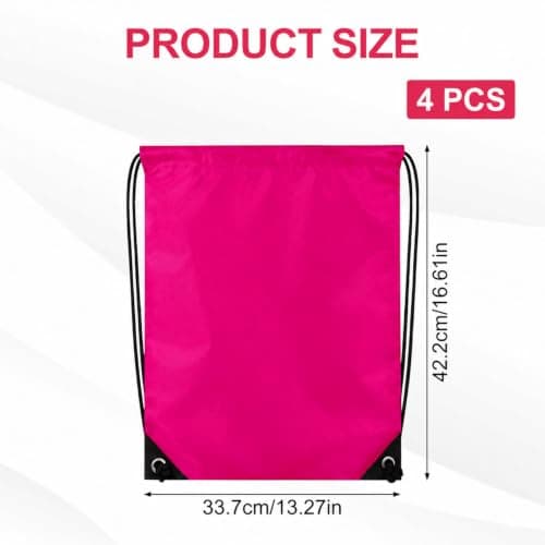 4PCS Pink Drawstring Bags, Waterproof PE Gym Bags for Travel & Beach — view 2