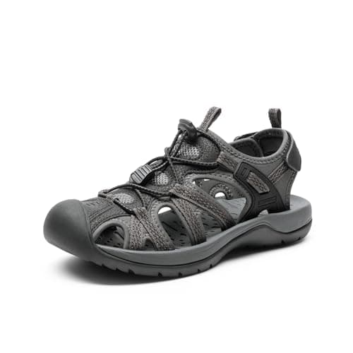 DREAM PAIRS Women Lightweight Hiking Sandals,Size 9,Black/Dark Grey