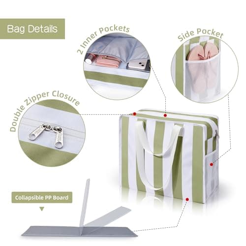 KALIDI Foldable Beach Bag for Women Large Family Beach Bag for Travel — view 6