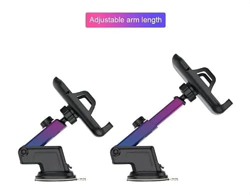 Universal Car Phone Holder with Suction Cup Mount, 360° Rotation, One-Click Clamp, Carbon Fibre Style, for All Mobile Phones — view 6