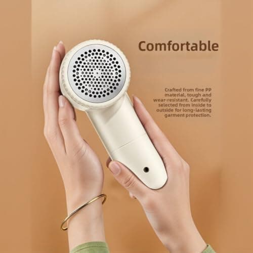 Electric Fabric Shaver for Clothes, Rechargeable Lint Remover with Net, Portable Sweater Depiller and Wool Ball Trimmer for Home and Travel Use(Cream Apricot) — view 5