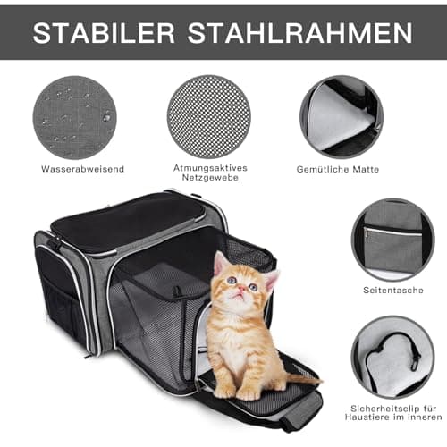 BAGLHER Cat Carrier Bag,Airline Approved Pet Carrier Soft Side Pet Travel 5 Sides Open Doors 3 Sides Expandable Foldable Dog Carrier with Fleece Pad — view 3