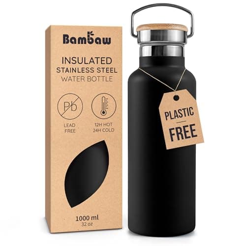 Bambaw 1l Insulated Water Bottle Metal, Water Bottle Stainless Steel 1l