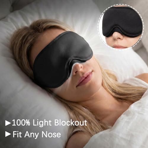 SLIJAR 100% Blackout Sleep Mask for Men Women, 3D Contoured Eye Mask for Sleeping, Zero Eye Pressure Breathable Blindfold with Adjustable Strap for Travel Office Home — view 3