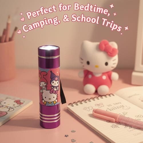 SRV Hub Purple Hello Kitty Torch for Girls – Compact 9 LED Aluminium Flashlight | Portable Waterproof Mini Torch with Batteries | Ideal for Camping & Night Adventures — view 5