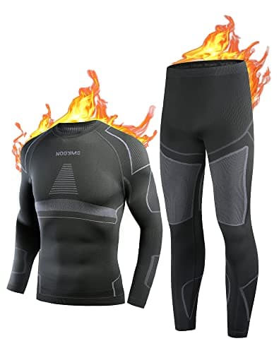 NOOYME Men's Thermals Base Layers Ski Compression Top & Bottoms Set