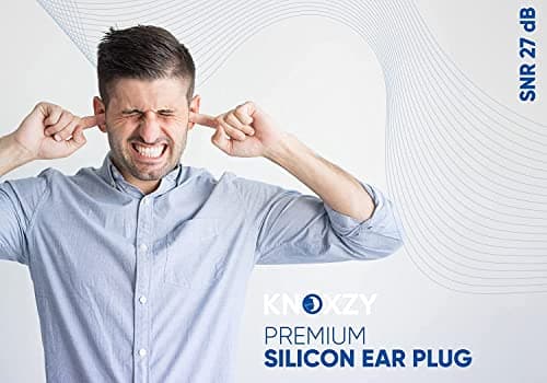 Knoxzy Silicone Ear Plugs for Sleeping Re-Usable Waterproof, SNR = 27dB Noise Cancelling Premium Moldable Ear Plugs for Sleeping, Travelling, Studying Noise Reduction Pack of 2 — view 5
