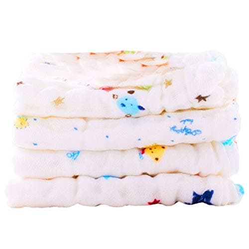 BESPORTBLE 4pc Pure Cotton Gauze Nursing Towel for Baby, 6-layer Feeding Cloth, Soft Face Cloth for Keeping Face and Body Clean, Travel-friendly Random Color