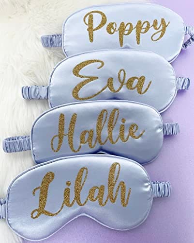 Personalised Sleep Silk Satin Eye Mask Custom Any Name Rest Sleeping Relaxing Mask Gift for Her Mothers Day Birthday Bridesmaid Hen Bridal Christmas Party Gift Favours Present — view 2