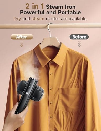 Sundu Steamer for Clothes, Portable 2 In 1 Travel Steamer Iron,15s Fast Heat-up, 4 Modes, LED Display, 20 Minutes of Continuous Ironing Handheld Garment Steamer for Travel and Home Black — view 2